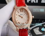 Swiss Replica Chopard Happy Sport Oval 7 Floating Diamonds Watch Rose Gold